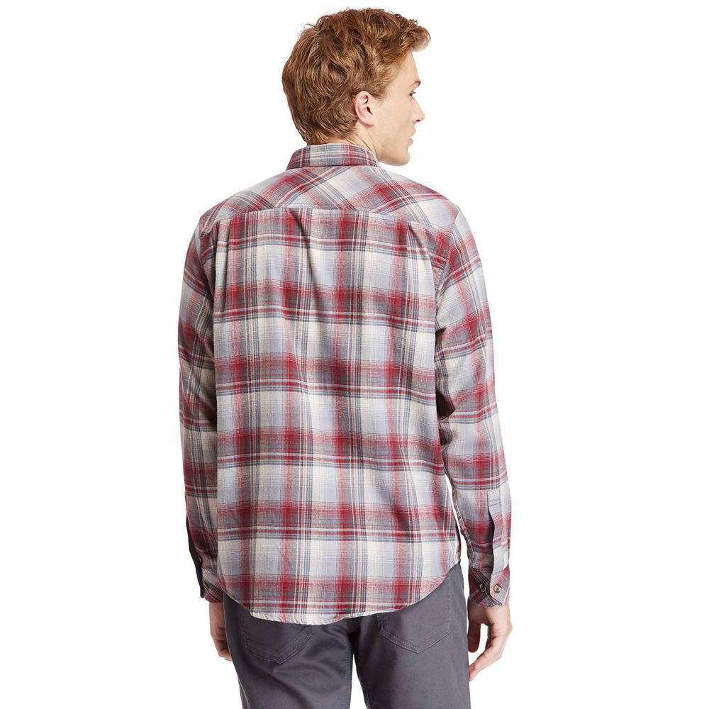 Timberland Πουκαμισα Ανδρικα Μπορντο - Pro® Woodfort Midweight Flannel Work - Greece 1278469-MD